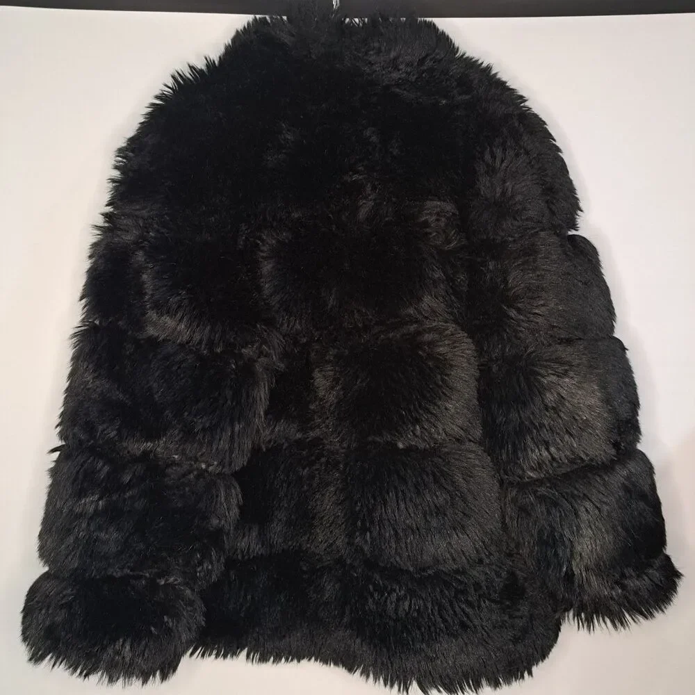 BOPT The Beauty Optimal Product Women's Faux Fur Coat Jacket MP7 Black Large NWT - Picture 5 of 8